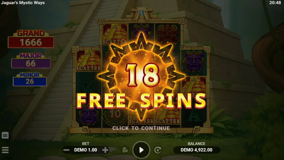 Jaguar’s Mystic Ways slot machine interface with jungle temple theme